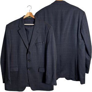 Lauren Ralph Lauren Plaid Wool Sport Coat Dinner Jacket Blazer Men's 46L Blue